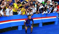 Neymar poses for a photograph with the fans.