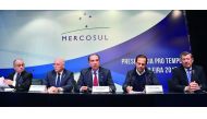 FROM LEFT: Mercosur’s foreign ministers, Jorge Faurie of Argentina; Eladio Loizaga of Paraguay’; Aloysio Nunes Ferreira of Brazil; and Sao Paulo’s Mayor Joao Doria  at a press conference after the South American trade bloc decided to suspend Venezuela for