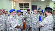 Chief of Staff of Qatar Armed Forces H E Major General (Pilot) Ghanim bin Shaheen Al Ghanim   with military officials. 