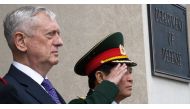 This file photo taken on August 08, 2017 shows US Secretary of Defense Jim Mattis (L), and General Ngo Xuan Lich, Minister of National Defense of the Socialist Republic of Vietnam,as they listen to their respective National Anthems during arrival ceremoni