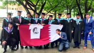 Qatari students who graduated from University of Huddersfield show solidarity with their country.