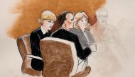 A sketch of Taylor Swift and her attorneys in Denver Federal Court during the Swift groping trial in Denver U.S. August 8, 2017. Sketch from August 9, 2017. Reuters/Jeff Kandyba
