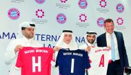 The Chief Executive Officer of Hamad International Airport (HIA), Akbar Al Baker (second left), Secretary-General of Supreme Committee for Delivery and Legacy, Hassan Al Thawadi (second right), Executive Board Member of FC Bayern Munich, Andreas Jung (rig