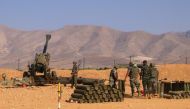 Members of the Lebanese army patrol in the rurals controlled after they hit the positions of the Daesh terrorists near the city of Al-Qaa near Syria border in Lebanon on August 18, 2017. ( Sleiman Amhaz - Anadolu Agency )
