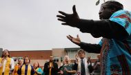 Marchers participate in an interfaith prayer service in Boston before marching against a planned 'Free Speech Rally' just one week after the violent 'Unite the Right' rally in Virginia left one woman dead and dozens more injured on August 19, 2017 in Bost