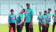 Bangladeshi players take part in a practice session at the Sher-e-Bangla National Cricket Stadium in Dhaka, watched by bowling coach Courtney Walsh, ahead of their two-Test series against Australia. Picture courtesy Twitter: Bangladesh Cricket 
