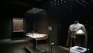 Objects being installed at the Powder and Damask: Islamic Arms and Armour from the Collection of Fadel Al Mansoori exhibition which opens on Sunday at the Museum of Islamic Art. 