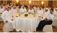 Minister of Transport and Communications H E Jassim bin Saif Ahmed Al Sulaiti, Minister of Municipality and Environment 
H E Mohammed bin Abdullah Al Rumaihi, and other delegates at the launch of QTRP yesterday.