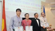 Nguyen Hoang (second left), Vietnamese Ambassador to Qatar, with people who received award at Vietnam National Day celebrations at Vietnam Embassy yesterday. (Below) Nguyen Hoang speaks during the celebrations.
Pic: Baher Amin / The Peninsula 