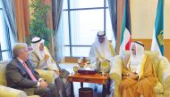 Kuwait Emir H H Sheikh Sabah Al Ahmad Al Jaber Al Sabah meeting with UN Secretary-General Antonio Guterres in Kuwait City, yesterday.