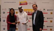 World Mindsports winners being awarded their prize at the event.