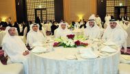 Minister of Education and Higher Education H E Dr Mohammed Abdul Wahed Ali Al Hammadi with other officials during the welcoming ceremony for teachers at Rotana City Center yesterday. Pic Baher Amin/ The Peninsula