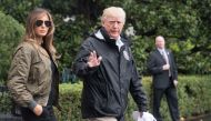 US President Donald Trump and First Lady Melania Trump depart the White House in Washington DC on August 29, 2017, for Texas to view the damage caused by Hurricane Harvey (AFP / Nicholas Kamm) 