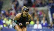  Madison Keys of the United States celebrates match point against Elena Vesnina of Russia during their third round Women's Singles match on Day Six of the 2017 US Open at the USTA Billie Jean King National Tennis Center on September 2, 2017 in the Flushin