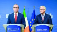Irish Foreign Minister Simon Coveney (L) and EU chief Brexit negotiator Michel Barnier address a joint press conference on the Brexit at the EU headquarters in Brussels on September 4, 2017. The EU's chief Brexit negotiator said on September 4 he did not 