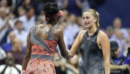 Venus Williams of the United States (L) shakes hands with Petra Kvitova of the Czech Republic (R) after their match on day nine of the U.S. Open tennis tournament at USTA Billie Jean King National Tennis Center.  Geoff Burke
