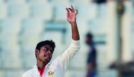 Bangladeshi cricketer Mehidy Hasan delivers a ball during the third day of the second Test against Australia at Zahur Ahmed Chowdhury Stadium in Chittagong yesterday.