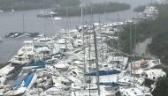 Pleasure craft lie crammed against the shore in Paraquita Bay as the eye of Hurricane Irma passed Tortola, British Virgin Islands September 6, 2017. Courtesy of Ron Gurney/Handout via REUTERS. 