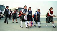 Students were excited as classes resumed yesterday. Pics: Abdul Basit / The Peninsula