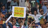 Pakistani spectators cheer at the start of the first Twenty20 international match between the World XI and Pakistan at the Gaddafi Cricket Stadium in Lahore on September 12, 2017. The World XI play their first Twenty20 international match against Pakistan