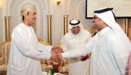 Minister of Energy and Industry Dr. Mohammad Bin Saleh Al Sada,( right) shakes hands with Ambassadors of various countries at a session called Qatar National Vision 2030:  Future of Global Oil and Gas Markets organized by Foreign Ministry's Diplomatic Ins