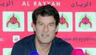 Al Rayyan SC Coach Michael Laudrup, addressing the media at a press conference at the Al Gharafa SC yesterday. Picture: Salim Matramkot/The Peninsula
