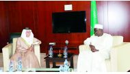 Deputy Prime Minister H E Ahmed bin Abdullah bin Zaid Al Mahmoud with Chairperson of the African Union Commission Moussa Faki Mohamed.
