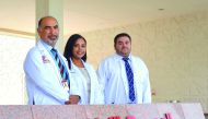 WCM-Q researchers pose for a photograph at WCM-Q yesterday. 