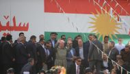 President of Iraqi Kurdish Regional Government (IKRG) Masoud Barzani salutes the people during a campaign ahead of next week's  referendum on regional independence in Suleymaniyah, Iraq on September 20, 2017. (Feriq Fereç / Anadolu Agency)