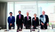 H E Sultan bin Saad Al Muraikhi, Minister of State for Foreign Affairs; Fahad Al Sulaiti, CEO of Education Above All; Khalifa Al Kuwari, CEO, Qatar Fund For Development; Irina Bokova, Director-General of Unesco, and Anthony Lake, Executive Director of Uni