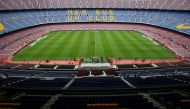 General view of Camp Nou stadium before the start of Spanish La Liga soccer match between Barcelona and Las Palmas in Barcelona, Spain, October 1, 2017. REUTERS/Albert Gea
