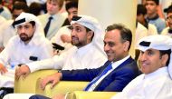 CENG Dean, Dr Khalifa Al Khalifa (right), Ambassador of the United Kingdom to the State of Qatar, Ajay Sharma (second rght); and QU President, Dr Hassan Al Derham. 
