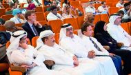 H E Dr Hanan Mohamed Al Kuwari (second right), Minister of Public Health, along with Dr Abdulla Al Ansari, HMC’s Acting Chief Medical Officer and other members of HMC’s leadership team, attending the opening ceremony of the 5th Qatar Colorectal Conference