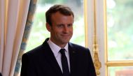 French President Emmanuel Macron is seen prior to his meeting with Iraqi Prime minister Haider Al-Abadi at the Elysee Palace in Paris, France, October 5, 2017. REUTERS/Ludovic Marin/Pool
