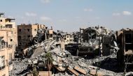(FILES) This file photo taken on October 01, 2017 shows the damage near the central hospital of the embattled northern Syrian city of Raqa. AFP / BULENT KILIC