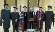 Qatar Prime Minister receiving honorary doctor of laws degree from Seattle Pacific University. Source: Twitter