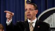 Deputy Attorney General Rod Rosenstein announces new legislation to stop deadly fentanyl and other opiate substances from entering the United States, during a news conference at the Justice Department in Washington, U.S., October 17, 2017. Reuters/Yuri Gr