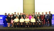 The Philippines Labour and Employment Secretary, Silvestre H Bello III, (middle seated) with the rest of the delegation, along with POLO and Philippine Embassy officials, UFOQ officers and members of Filipino community organisations.  Pic: Victor Magnipes