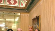 Bitte Hammargren (right), with Ewa Polano, Ambassador of Sweden to Qatar, Mounir Ghannam, Ambassador of Palestine to Qatar, and Hanina Ghannam (left), wife of Mounir.