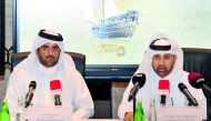 Mohammed Youssef Al Sada (left), Head of Katara Beach Department, and Dr Khalid bin Ibrahim Al Sulaiti, General Manager of Katara, at the press conference held at the Cultural Village yesterday. Pic: Kammutty VP / The Peninsula