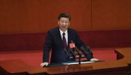 Chinese President Xi Jinping delivers a speech at the opening session of the Chinese Communist Party's Congress at the Great Hall of the People in Beijing on October 18, 2017./ AFP / WANG ZHAO