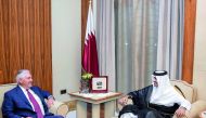 Emir H H Sheikh Tamim bin Hamad Al Thani met with US Secretary of State Rex Tillerson and his accompanying delegation at Al Bahr Palace yesterday.