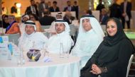 Prime Minister and Interior Minister H E Sheikh Abdullah bin Nasser bin Khalifa Al Thani with other dignitaries at the opening ceremony of AFG College with the University of Aberdeen at the Museum of Islamic Art.