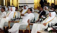 Minister of Economy and Commerce H E Sheikh Ahmed bin Jassim Al Thani (left); Sri Lankan President Maithripala Sirisena (centre); and Chairman of Qatar Chamber Sheikh Khalifa bin Jassim Al Thani at the Qatar-Sri Lanka Business and Investment Meeting at th