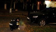 KIEV, UKRAINE: Police experts examine the crime scene after an explosion in Kiev, Ukraine on early Thursday on October 26, 2017. (Vladimir Shtanko - Anadolu Agency)
