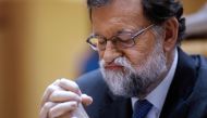 Spain's Prime Minister Mariano Rajoy, gestures as he attends a session of the Upper House of Parliament in Madrid on October 27, 2017. AFP / Oscar Del Pozo