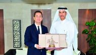 Chairman of General Authority of Customs, Ahmed bin Abdullah Al Jamal, with French Ambassador to Qatar, Eric Chevallier.