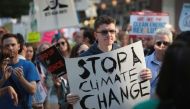 A file photo of Chicago demonstrators protesting President Donald Trump's decision to exit the Paris climate change accord on June 2, 2017.