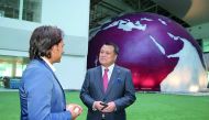 JFA President Kozo Tashima  (right) during a  tour of Aspire Academy with Prof. Valter Di Salvo.