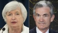 A combination file photo of current Federal Reserve Chair Janet Yellen (L) in Washington, DC ON September 20, 2017 and a June 5, 2012 photograph courtesy the US Federal Reserve of Governor Jerome H. Powell. / AFP / US Federal Reserve / SAUL LOEB AND Britt